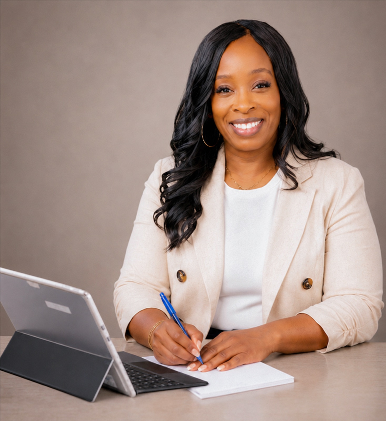 Brand photographer OKC — professional at her desk, branding photography by Rx Photos LLC